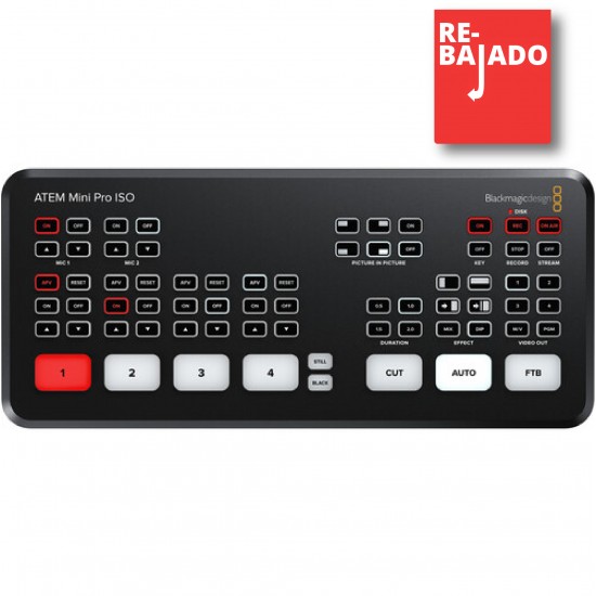 Blackmagic Design ATEM Mini PRO ISO Mixer 4 HDMI Live Streaming + REC hasta 5 señales