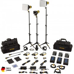 DedoLight Master Kit Led Entrevistas 3 Luces Bi Color DLED3 TURBO con V-Mount