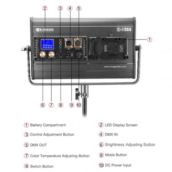 E-IMAGE Panel de Luz LED E-1060 bicolor 3200k-5600k