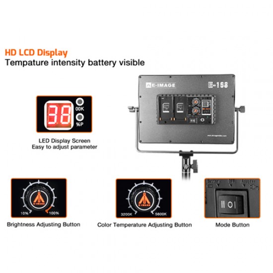 E-IMAGE Panel de Luz LED E-168 ultra brillante 3200k-5600k