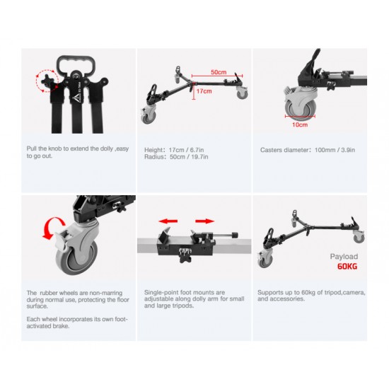 E-Image EI-7004C  Video Dolly Universal hasta 60kgs