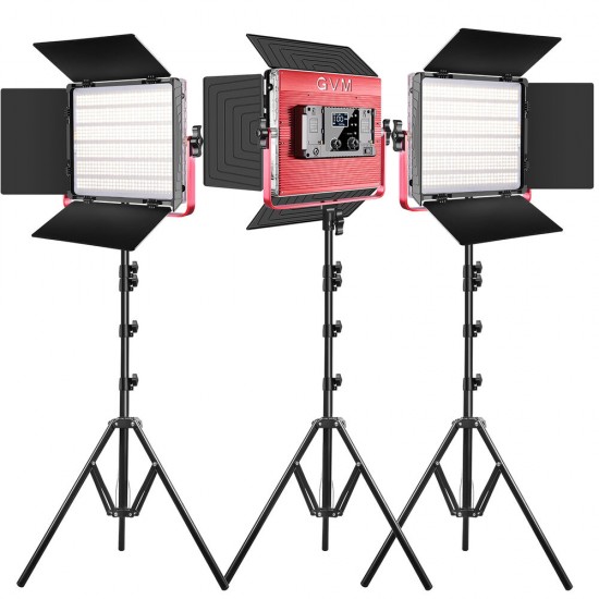 GVM 1200D Kit de 3 LED Soft Light Bi-Color & RGB