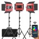 GVM 1200D Kit de 3 LED Soft Light Bi-Color & RGB