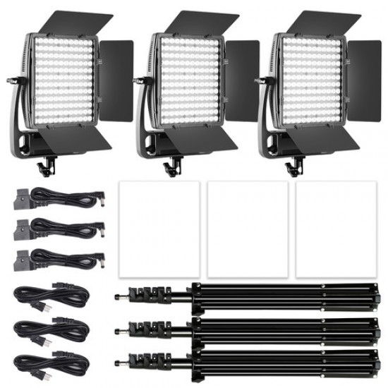 GVM LT-100S3L  Kit  de 3 Panel de Estudio Led 100Watts 3200-5600K CRI / TLCI: 97+ 