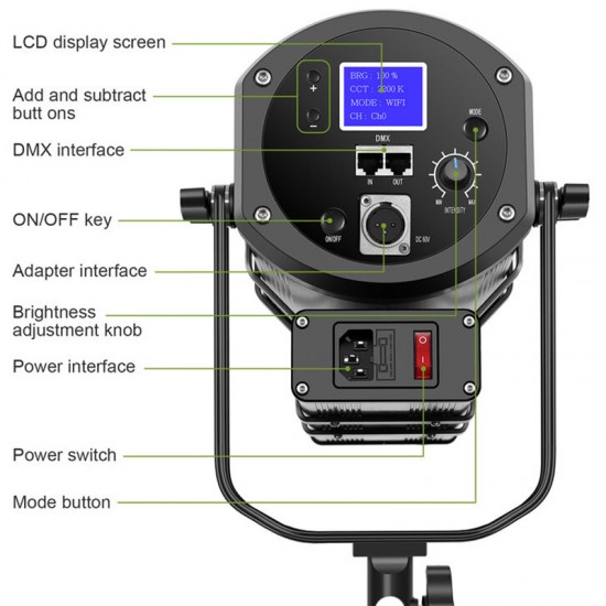 GVM GVM-S300S Fresnel Led 300Watts 5600K CRI/TLCI: 97+