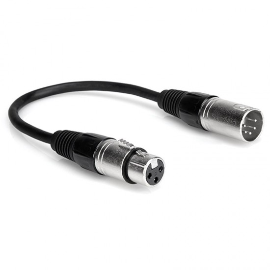 Hosa DMX-106 Cable DMX 512 XLR5 macho a XLR3 hembra de 15 cm