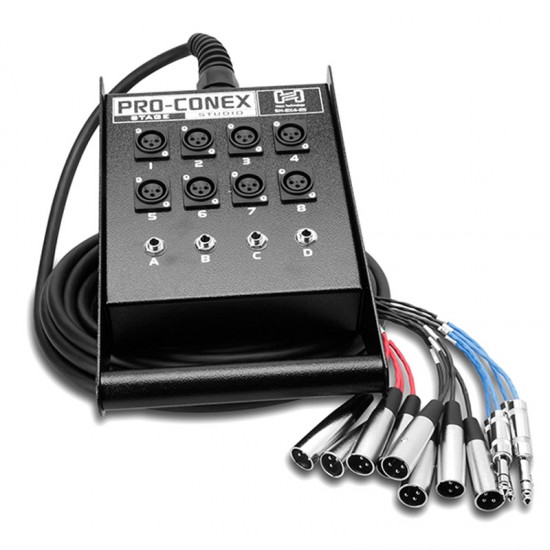 Hosa SH-8X4-50 Snake Pro-Conex Stage Box 8 x XLR y  4 x 1/4 TRS cable de 15 mts