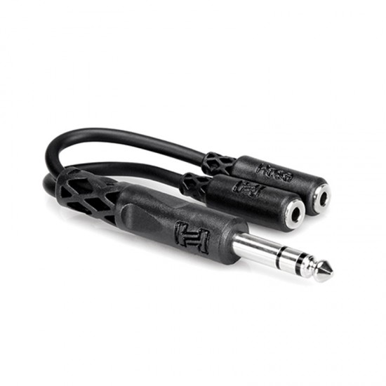 Hosa YMP-234 Adaptador de Macho 1/4" TRS a dual 3.5mm mini plug stereo TRSF