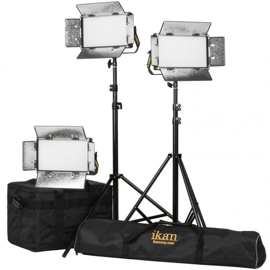 Ikan Lyra Kit Led Entrevistas 3 Luces Bi Color 3200K-5600K con V-Mount