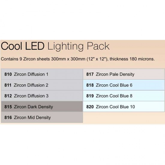 Lee Filters ZPCLED Zircon Pack de filtros Cool LED 30x30cm