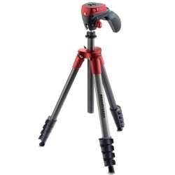 Manfrotto Trípode RED Compact Action con capacidad hasta 1.5Kg (con detalles en rojo)