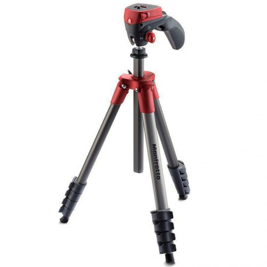 Manfrotto Trípode RED Compact Action con capacidad hasta 1.5Kg (con detalles en rojo)