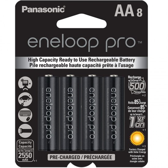 Panasonic Eneloop AA  8-Baterías Ni-MH  2550 mAh 