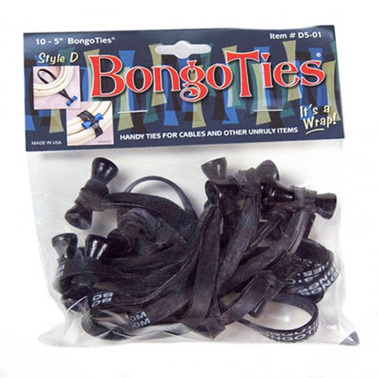 Bongo Ties Grip para Organizar Cables Pin negro Rubber Pack de 10