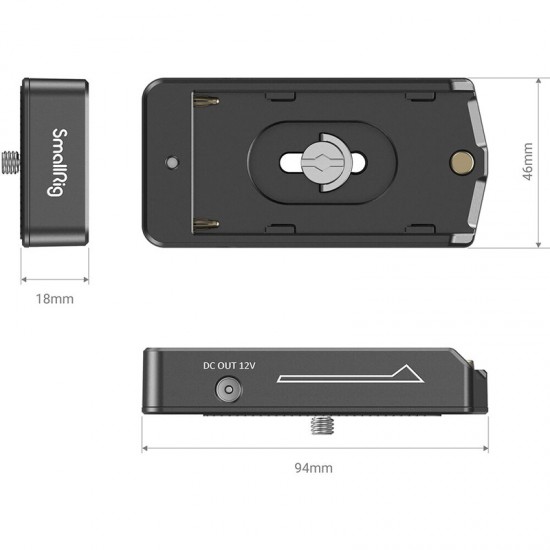 SmallRig 3018 Placa Adapter Batería NP-F para cámaras con dos salidas 7.4V y 12V