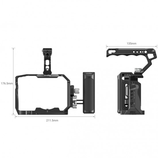 SmallRig 3669 Cage para Sony A7 IV + A7IIIs con mangos de agarre