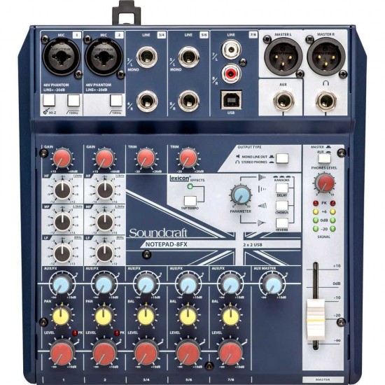 Soundcraft Notepad-8FX Consola Compacta de Audio de 8 Canales / 2 Mic + 4 Linea 1/4 + 2 RCA