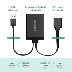 Ugreen Cable Adaptador HDMI con USB power con Display-Port Convert