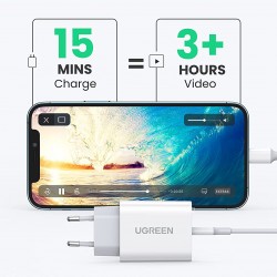 Ugreen Cargador de pared USB-C de 20 Watts + USB-C Lightning Cable 1m