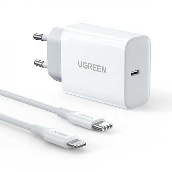 Ugreen Cargador de pared USB-C de 20 Watts + USB-C Lightning Cable 1m