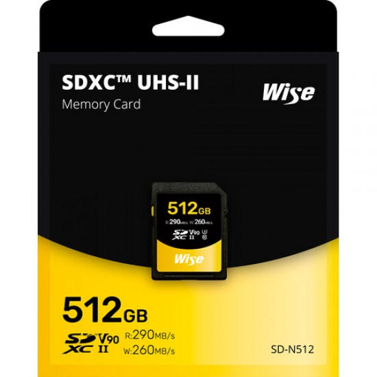  Wise SD-N512 SDXC 512GB V90 8K UHS-II U3 Lectura 290MB/s / 260MB/s