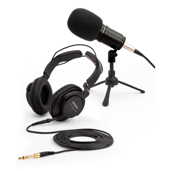 Zoom ZDM-1PMP Podcast Kit auriculares, paraviento y soporte de mesa